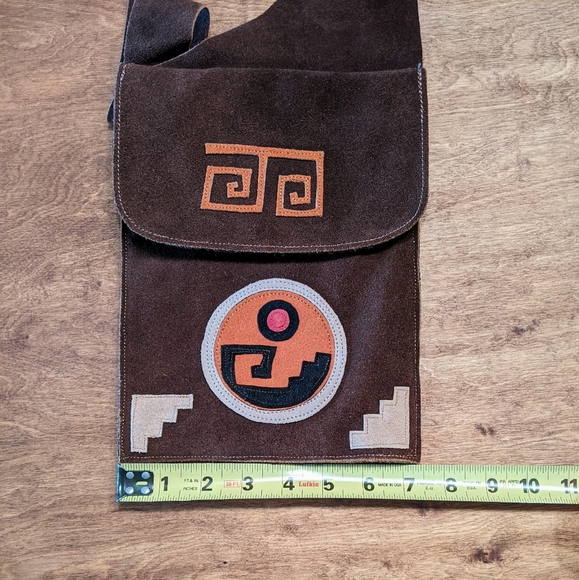 Mexico Aztec Design Suede Purse Crossbody - Picture 3 of 12
